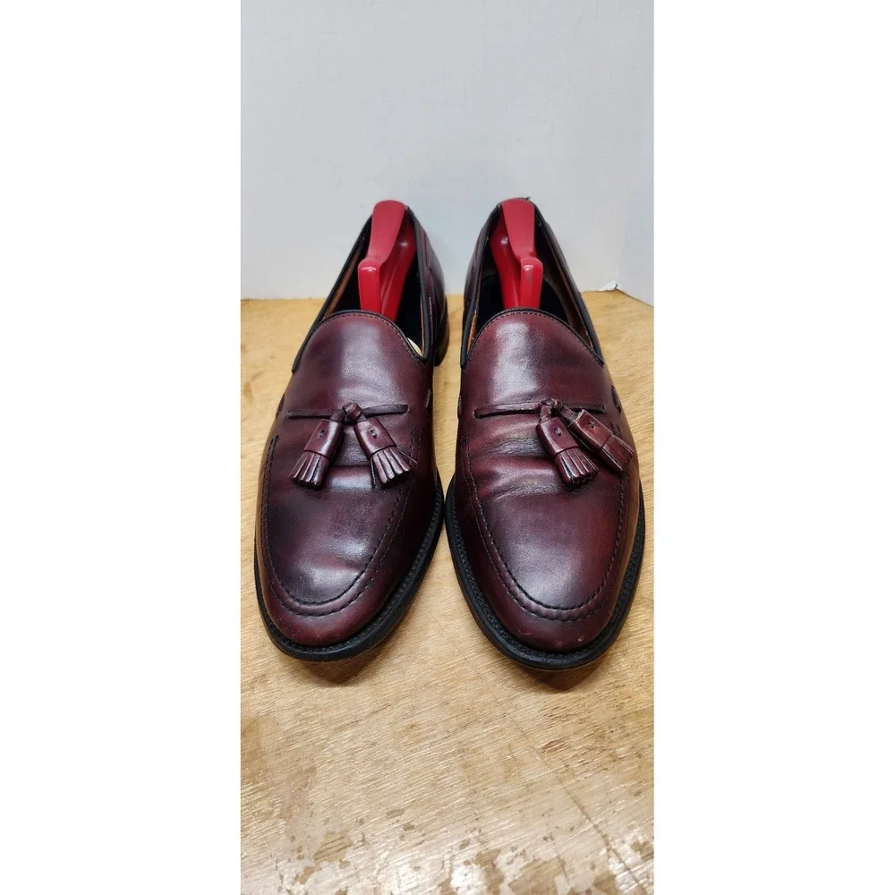 Allen Edmonds Grayson Burgundy Leather Tassel Loafers Mens 10.5 B 8217 Dress